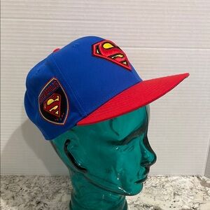 Lids Exclusive Blue and Red Superman Snapback Hat with Iconic Logo